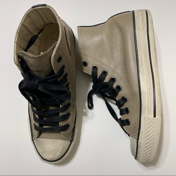 Converse Other - Converse x John Varvatos Leather Burnished High-Top Sneakers Grey Men Size 6.5